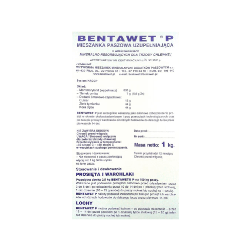 Bentawet P na hnačku pre prasiatka 1 kg Bentawet P na biegunkę dla prosiąt 1 kg.png
