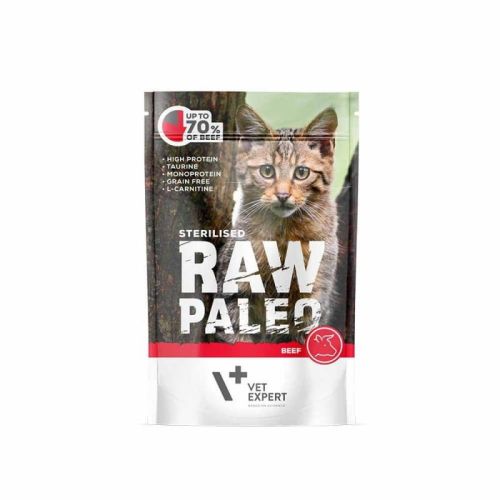 RAW PALEO Sterilizované hovädzie mäso pre mačky 100 g Vet-Expert raw-paleo-sterilised-beef-mokra-karma-dla-kotow-sterylizowanych-wolowina-pakiet-12x100g.jpg