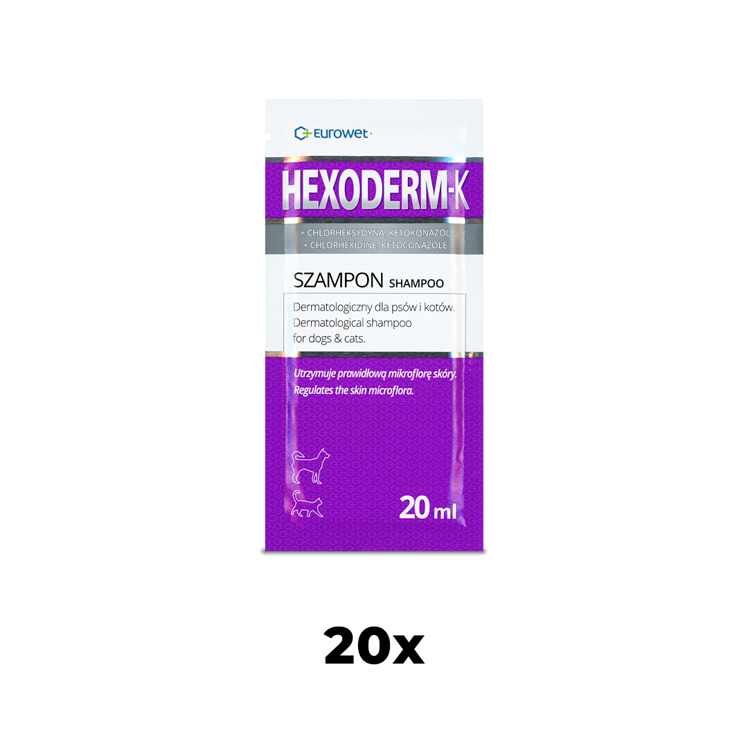 Hexoderm-K szampon saszetki 20 x 20 ml Eurowet.png