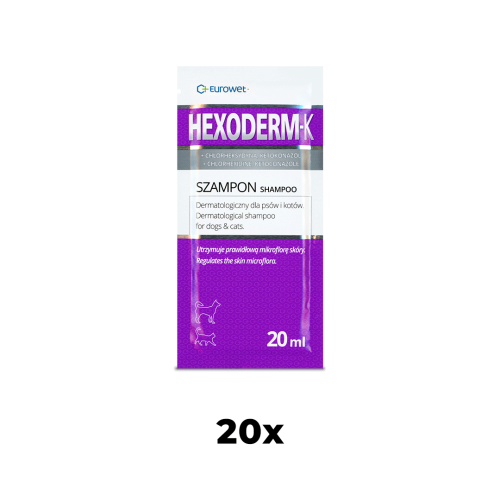 Hexoderm-K szampon saszetki 20 x 20 ml Eurowet.png