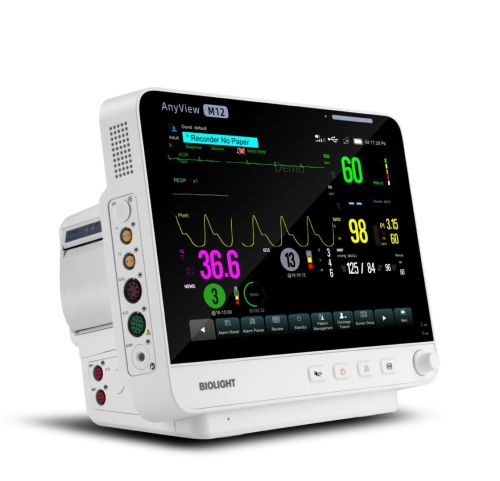 Monitor pacienta M12 Biolight Kardiomonitor M12 Biolight z ekranem 12,1” monitoruje EKG, SpO₂, NIBP, oddech i temperaturę. Lekki, mobilny i precyzyjny — idealny do intensywnego nadzoru pacjentów.