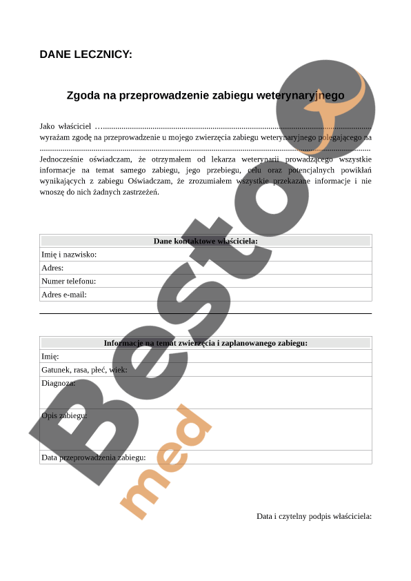Súhlas s vykonaním veterinárneho zákroku