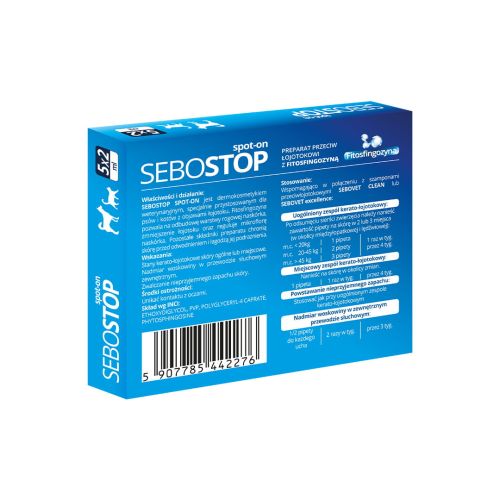 SEBOSTOP spot-on kvapky 5 x 2 ml Eurowet SEBOSTOP spot-on krople 5 x 2 ml Eurowet-2.jpg
