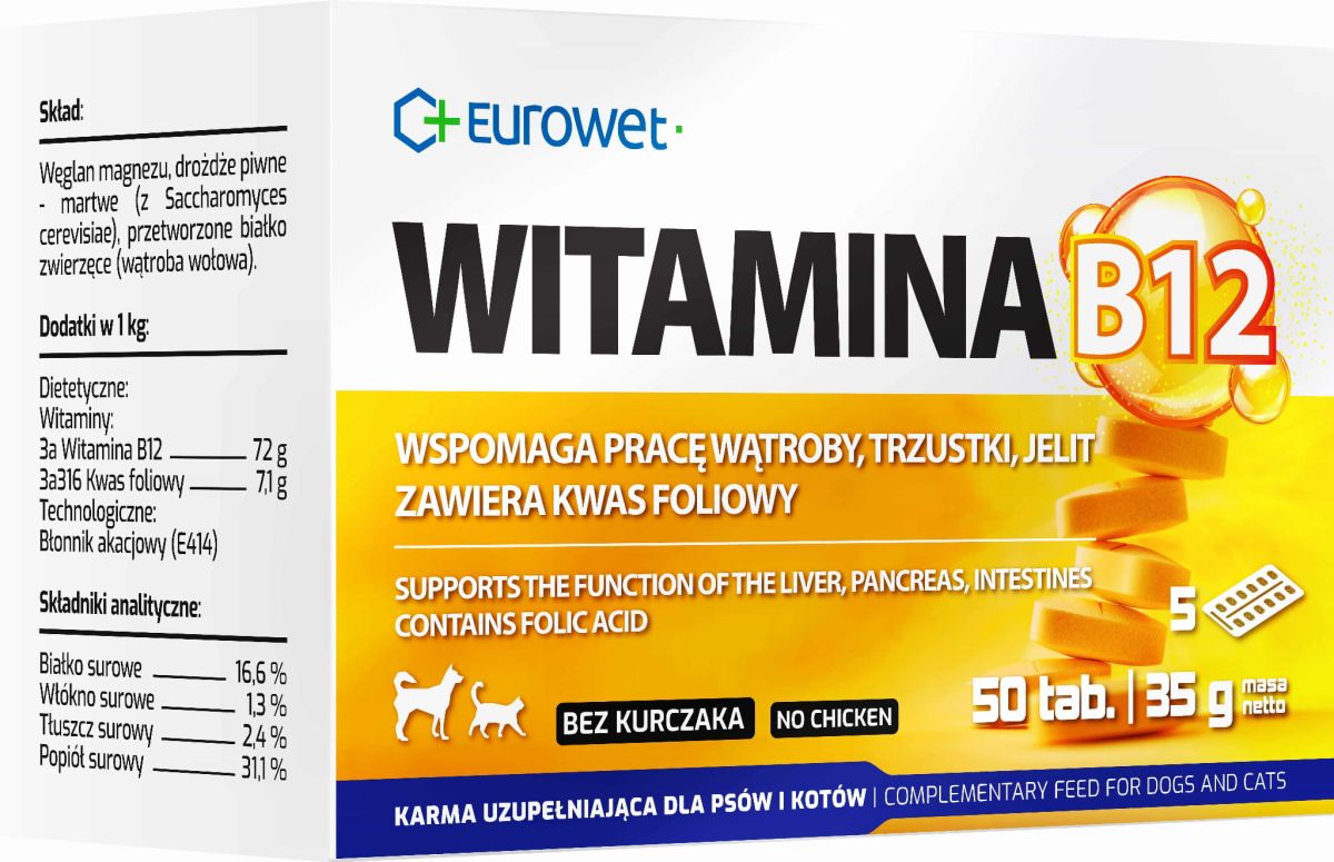 Vitamín B12 pre psy a mačky 30 ks. Eurowet